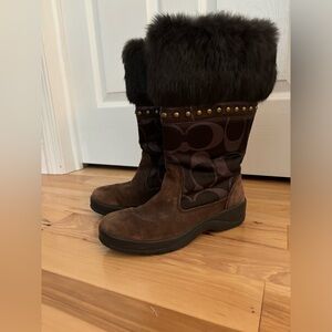 COACH - Winter Boots - Faux Fur - Brown - Size 7